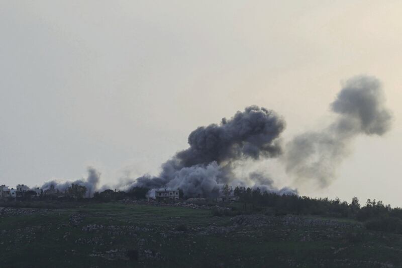Smoke rises from the site of an Israeli air strike that targeted the southern Lebanese village of Arnoun on Wednesday. Photograph: AFP via Getty Images