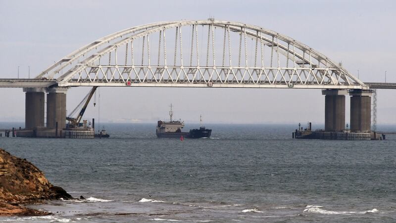 Russia’s   recently completed  bridge, which spans the Kerch Strait, connecting Russia  to Crimea. Photograph: EPA