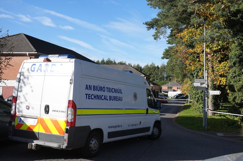 A Garda Technical Bureau van in the Curragh Hall area in Tyrrelstown, Dublin. Photograph: Brian Lawless/PA Wire