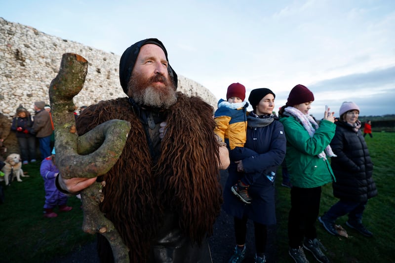 Tom King An Gabha Blacksmith of the Boyne Valley among the crowds at Newgrange. Photograph Nick Bradshaw / The Irish Times

