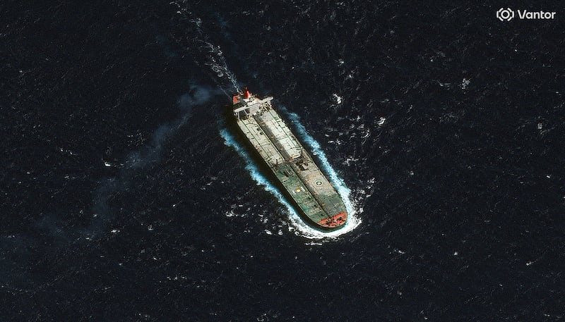 A crude oil tanker Skipper recently seized by the US off the coast of Venezuela (Vantor/AP)