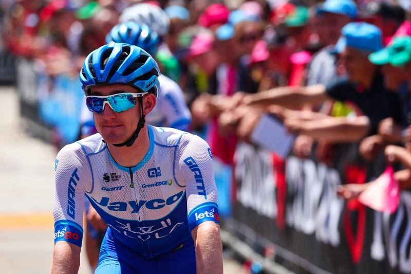 Eddie Dunbar attends the presentation of the teams prior to the 18th  stage of the Giro d'Italia. Illness curtailed his efforts on the final stages but he finished seventh overall. Photograph: Luca Bettini/AFP/Getty Images 