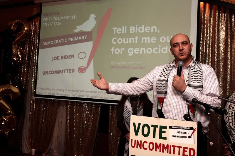 Abbas Alawieh, spokesman for Listen to Michigan. Photograph: Jeff Kowalsky/AFP/Getty Images