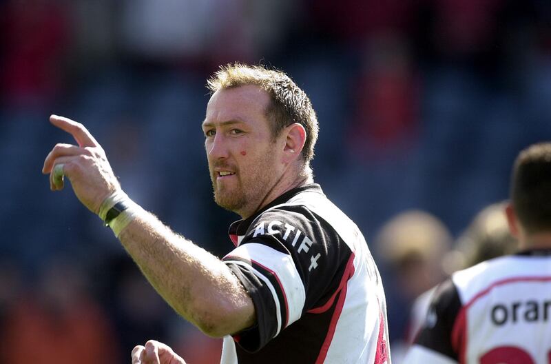 Trevor Brennan celebrates the Toulouse win over Perpignan in the Heineken European Cup final in 2003. Photograph: Eric Luke                      