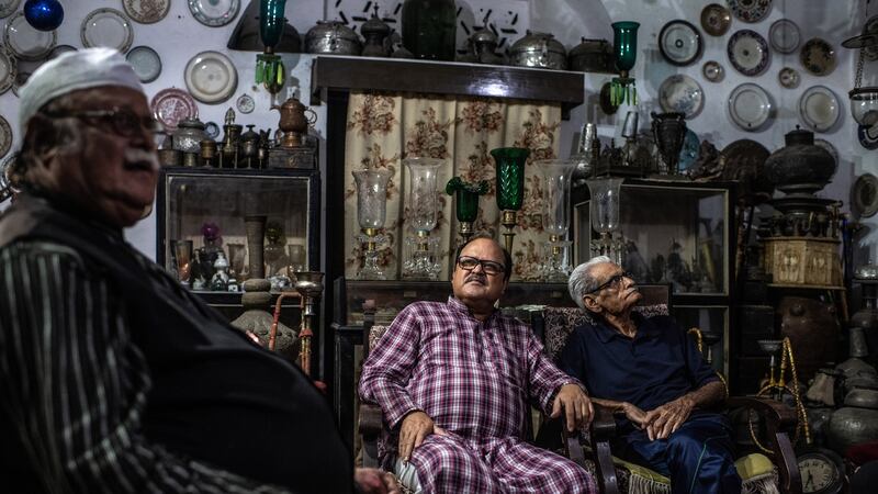 Sayyed Suleiman Naqvi (far right) who said Prince Cyrus of Oudh and his family were imposters, in Lucknow, India. Photograph: Bryan Denton/The New York Times