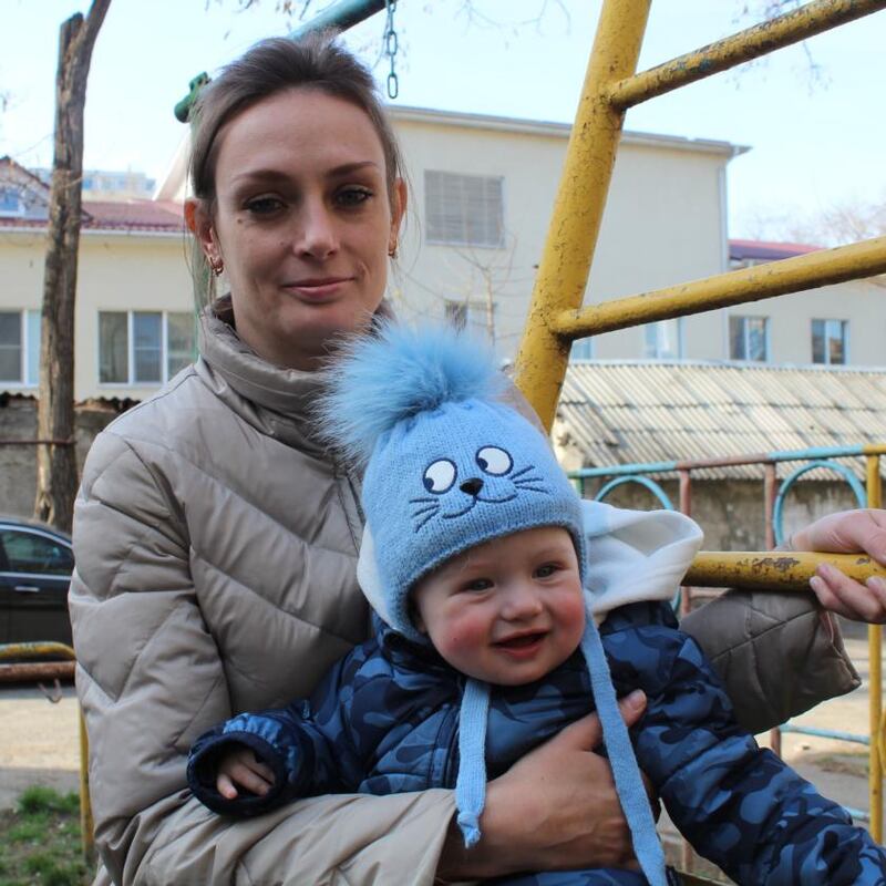 Natalia Danilova (34) and her son Timofey, who is just seven months