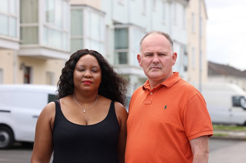 Julia Oojnarski with Andrew Sinnamon, residents in Applewood. Photograph: Dara Mac Dónaill/The Irish Times