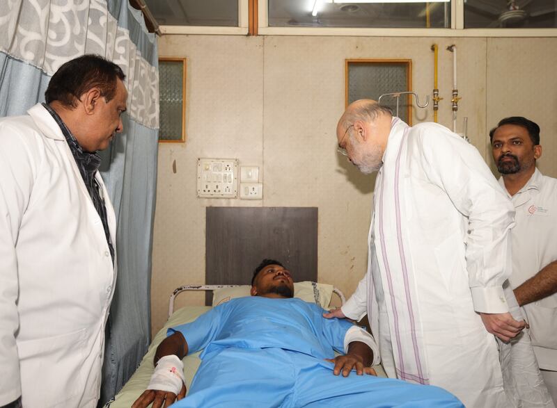 Indian home affairs minister Amit Shah meets Vishwash Kumar Ramesh. Photograph: PA