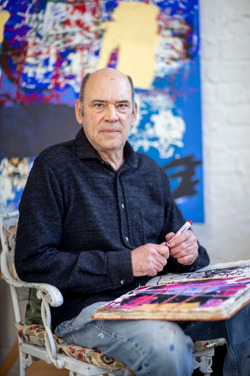 'Some canvases I have been working on for 10 or 15 years. It’s like a diary of different movements co-existing on the same plane.' Photograph: Tom Honan 