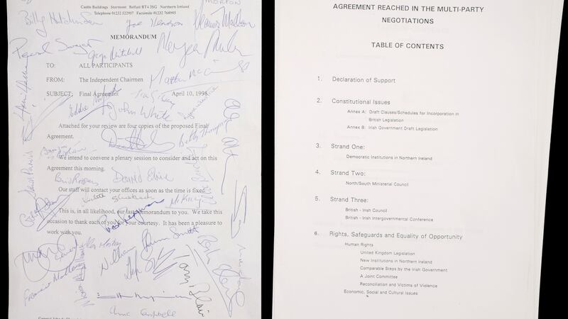 Lot 261: Original signed copy of the final draft of the Belfast (Good Friday) Agreement €28,000 (€5,000-€7,000) Whyte’s
