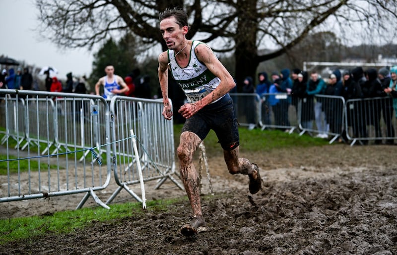 Brian Fay on his way to victory at the National Cross Country Championships in Derry in November. Photograph: Ramsey Cardy/Sportsfile