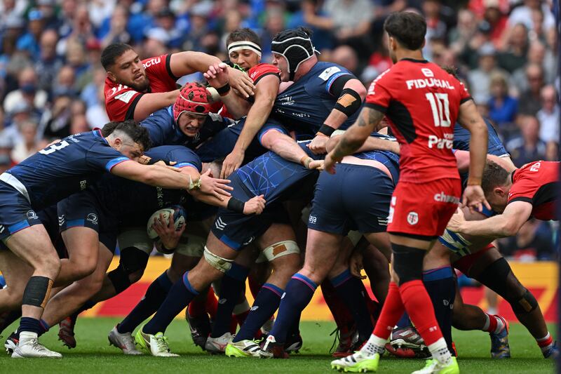 Toulouse's defence was coordinated against Leinster's rolling maul. Photograph: Glyn Kirk/AFP via Getty Images