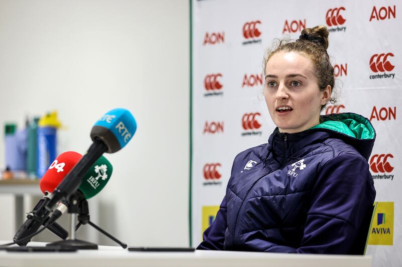 Molly Scuffil-McCabe at the Ireland Rugby Women’s Press Conference on Tuesday, March 31st. Photograph: Ben Brady/INPHO