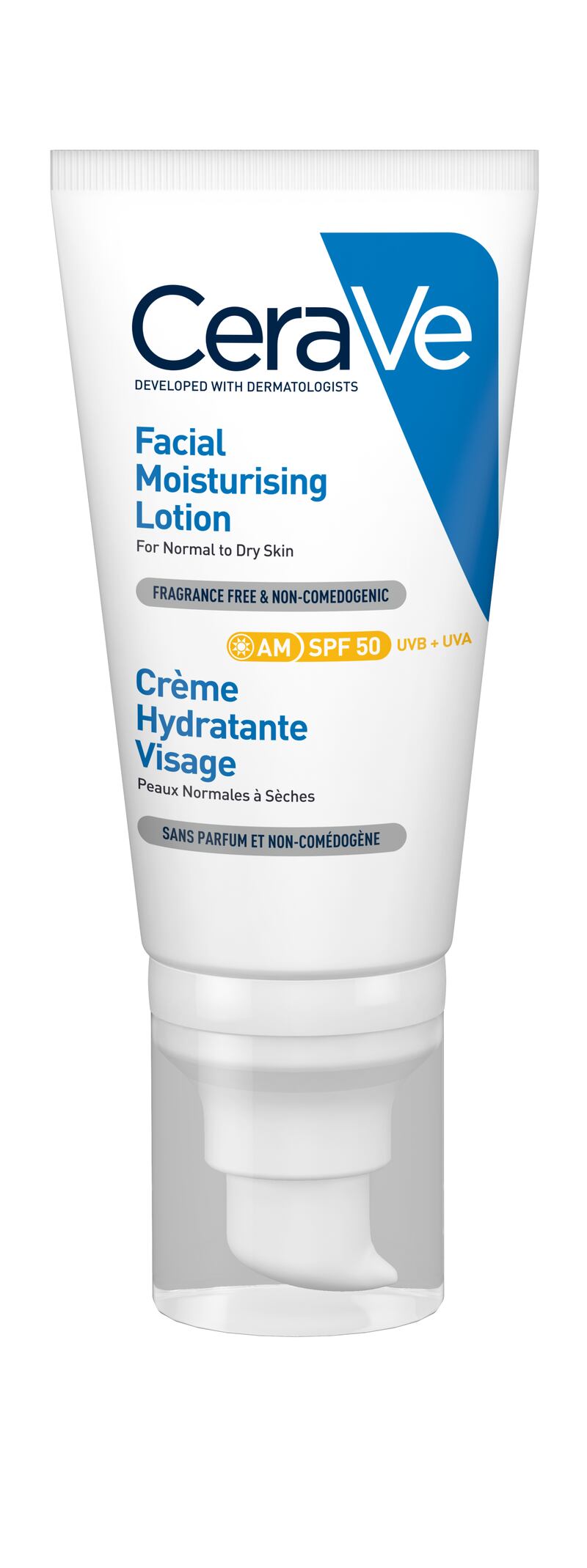 CeraVe Facial Moisturising Lotion SPF50 (€15 at pharmacies nationwide.