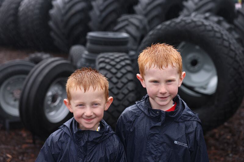 Brothers Cameron (4) and AJ Boland (6) from Gorey, Co Wexford, at the National Ploughing Championships, in Ratheniska, Co Laois.
Photograph: Dara Mac Dónaill/The Irish Times







