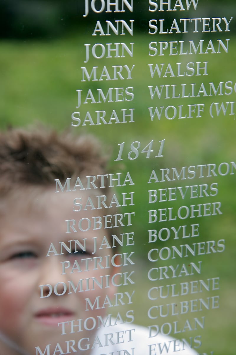 Names recorded in the cemetery at Grosse Île Irish memorial historical Site. Photograph: Jeff Greenberg/Universal Images Group via Getty Images
