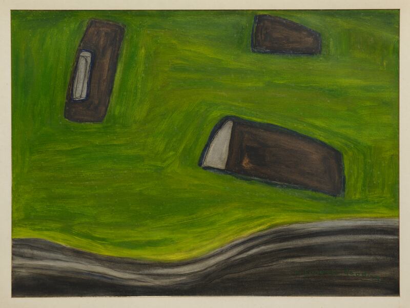 Maria Simonds-Gooding, Baile an Lochaigh Bog Oil on paper, 55 x 77cm. Photograph: Ros Kavanagh