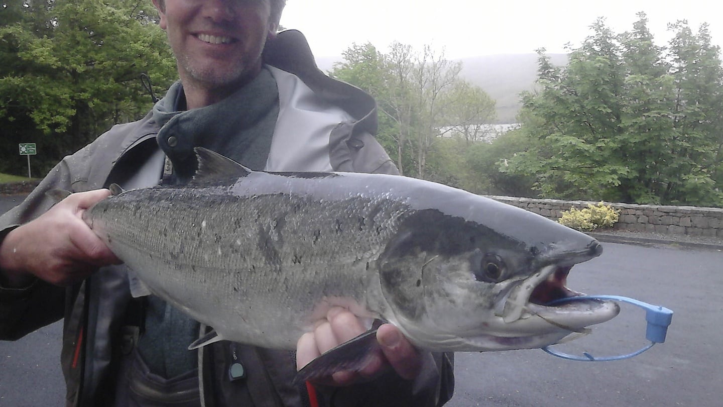 Leigh Hookes with his 11.6lbs salmon from the Erriff Fishery