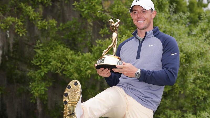 Rory McIlroy with the winning trophy after his victory at The Players Championship at TPC Sawgrass. Photograph:  Richard Heathcote/Getty Images