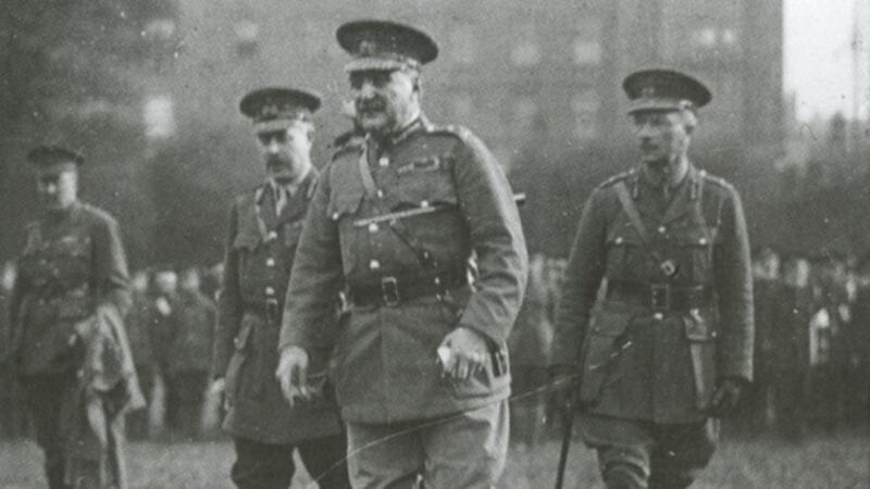 General John Maxwell (pictured in the far right of the photograph) presided over the secret military tribunals which ordered the execution of the 15 leaders of the Easter Rising and changed the course of Irish history.