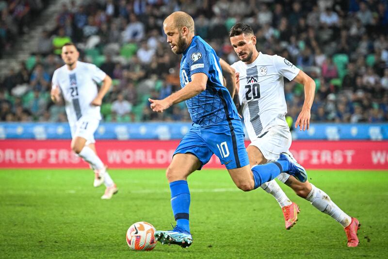 Finland's forward Teemu Pukki. Photograph: Jure Makovec/AFP via Getty Images