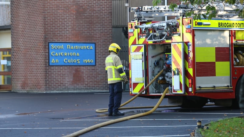 Dublin Fire Brigade at the scene of the blaze. Photograph: Gareth Chaney/Collins