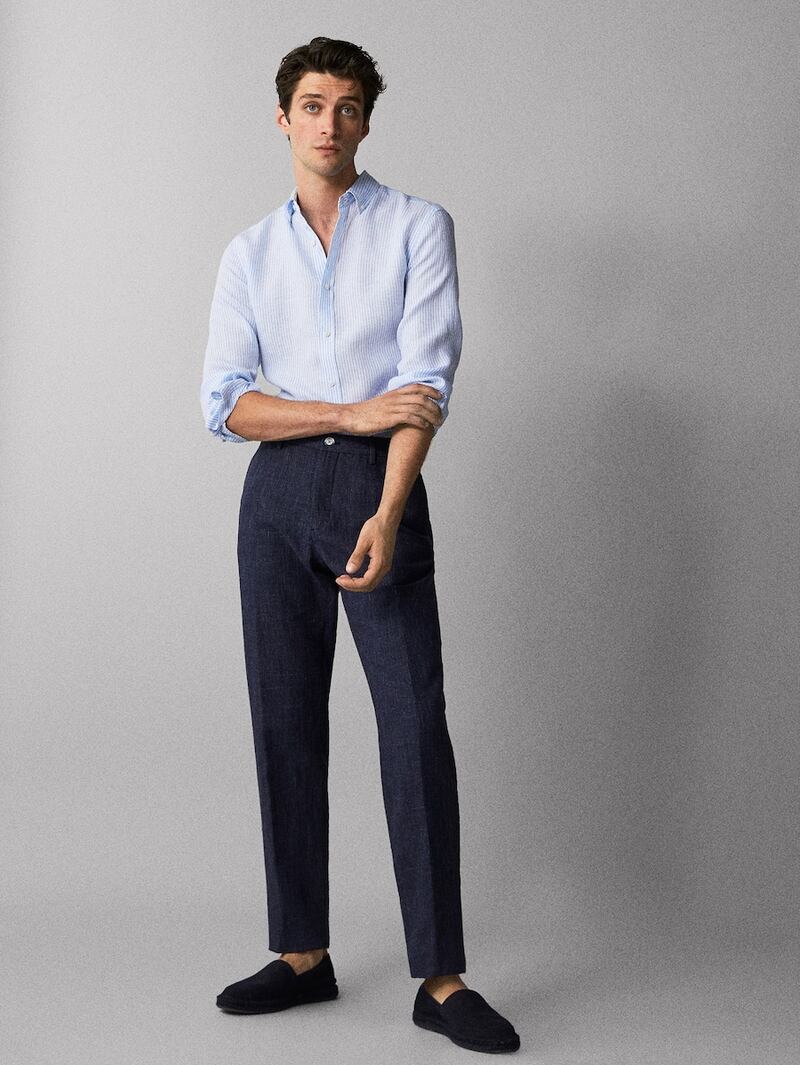 Opt for this shirt (€49.95) and trousers (€59.95) from Massimo Dutti instead of your heavy suit to ensure you dress appropriately for a summer wedding