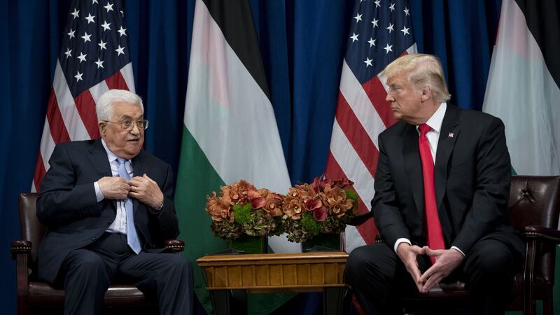 US poresident Donald Trump with Palestinian leader with Mahmoud Abbas in New York in September. Photograph: Doug Mills/New York Times