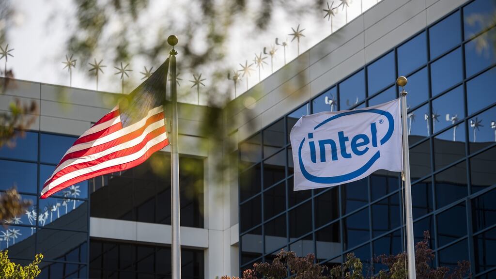 Intel’s headquarters in Santa Clara, California: the company has been helped by improving PC demand and growth in its data centre and cloud businesses. Photograph: David Paul Morris/Bloomberg