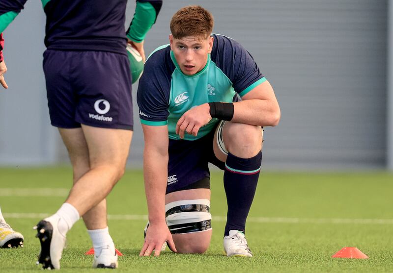 Joe McCarthy: the uncapped 21-year-old replaces Kieran Treadwell on the bench, where Craig Casey and Jack Crowley are joined by Bundee Aki. Photograph: Dan Sheridan/Inpho 
