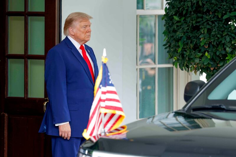US president Donald Trump waits to welcome Lebanese president Joseph Aoun for an Oval Office meeting at the White House on Tuesday. Photograph: Shawn Thew/EPA