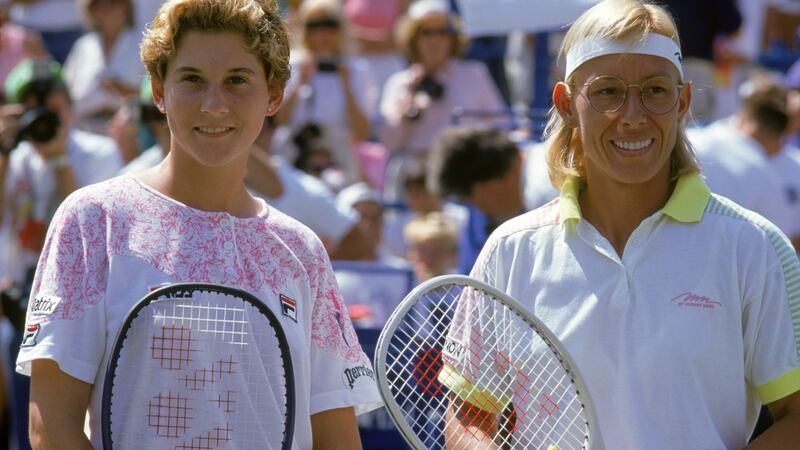 Monica Seles ahead of her US Open final win over Martina Navratilova in 1991. Photograph: Getty