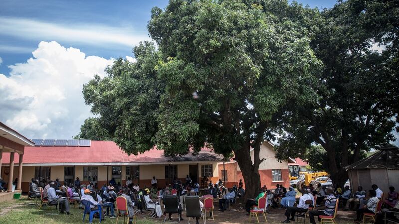 A government-organised coronavirus task force meeting in Gulu, northern Uganda. Photograph: Sally Hayden