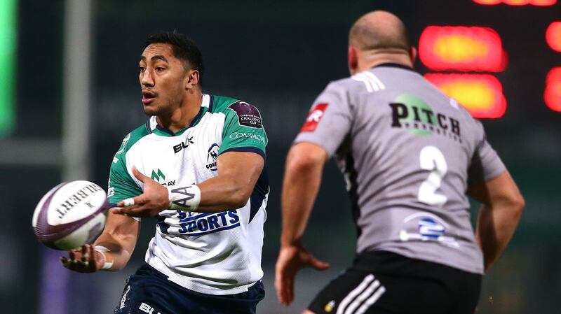 Bundee Aki in action for Connacht against Brive in the Challenge Cup. Photograph: James Crombie/Inpho