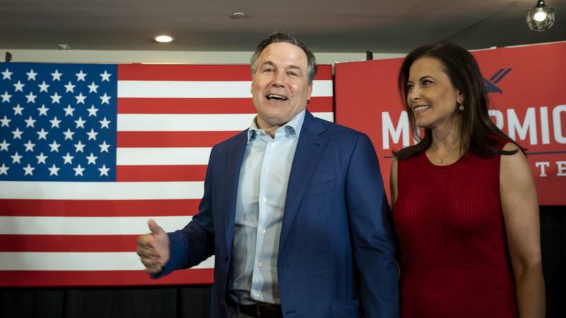 Former hedge fund chief Dave McCormick and celebrity TV doctor turned politician Mehmet Oz, who had been strongly backed by former president Donald Trump, were neck and neck last night. Photograph: Nate Smallwood/Bloomberg