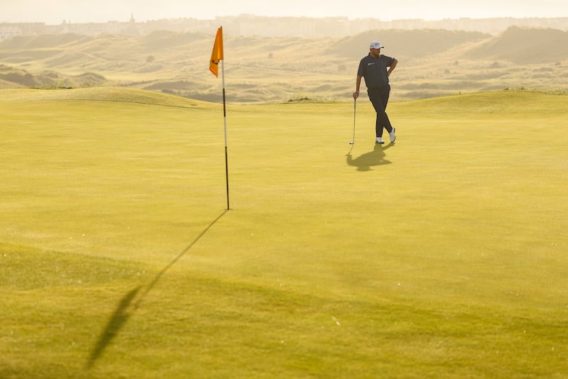 Shane Lowry stands on the 16th green during the second round at Royal Portrush. Photograph: Ben Brady/Inpho