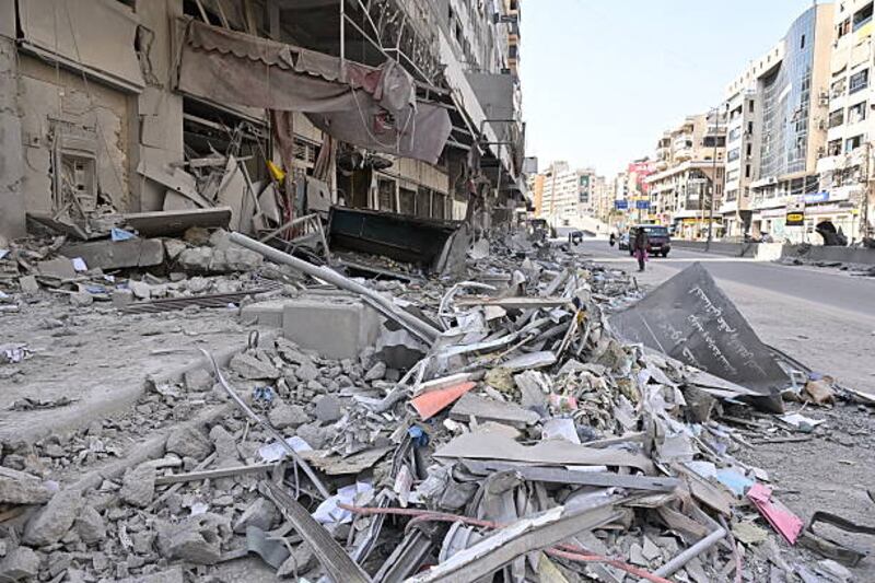 A view of destruction following the Israeli attacks on Dahieh area of Beirut, Lebanon on Wednesday. Photograph: Houssam Shbaro/Anadolu via Getty Images