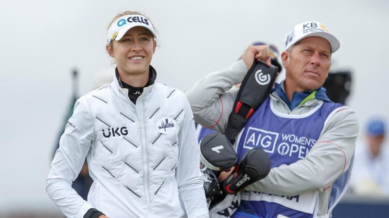 Nelly Korda during her first round at the   Women’s British  Open  at Carnoustie. Photograph: Robert Perry/EPA