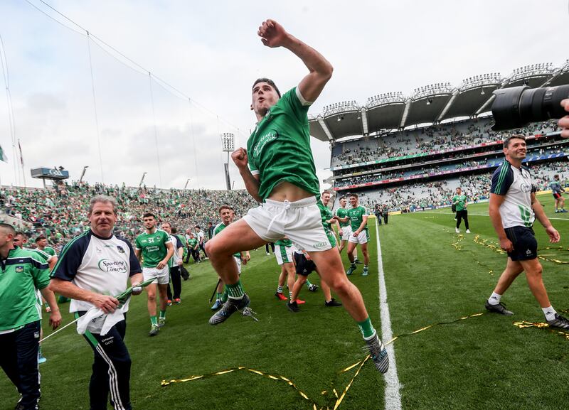 Limerick's Darragh O'Donovan celebrates 2018 All-Ireland victory. Photograph: James Crombie/Inpho