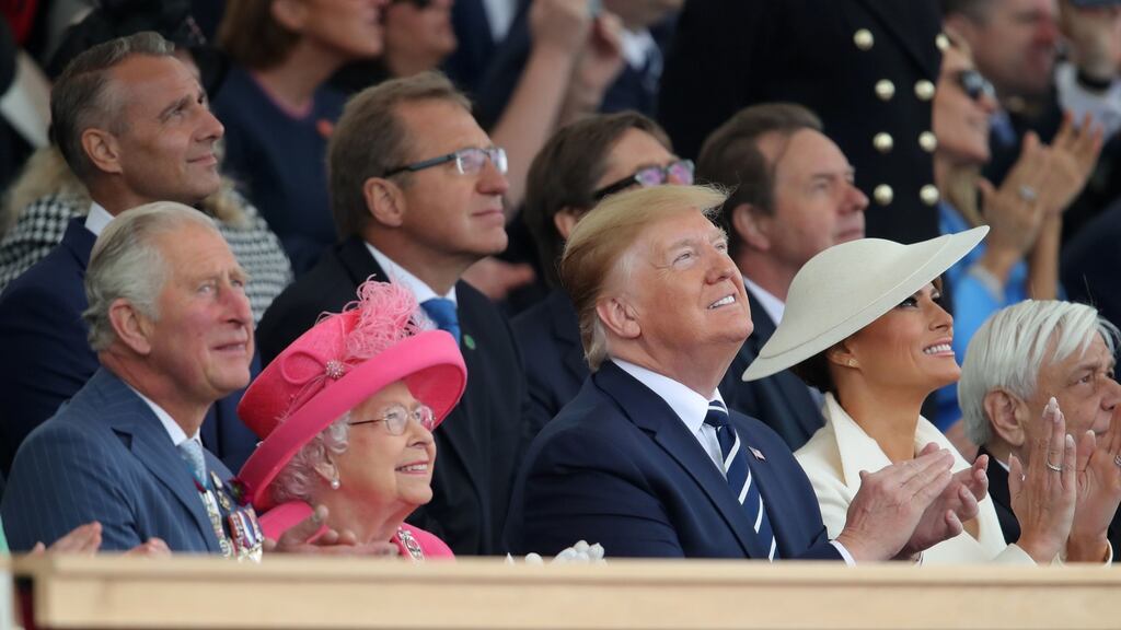 Prince Charles, Queen Elizabeth, US president Donald Trump and Melania Trump during commemorations for the 75th anniversary of the D-Day landings, in Portsmouth, England. Photograph: Andrew Matthews/PA Wire