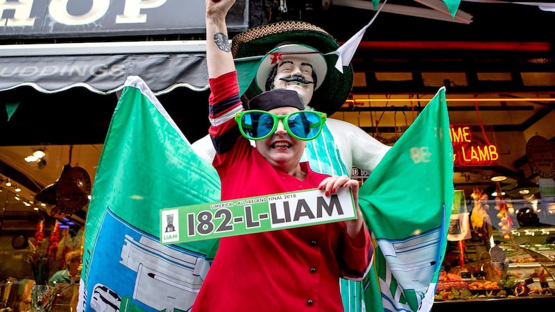 Up to the plate: Limerick supporter Kay McEnerney. Photograph: Laszlo Geczo/Inpho