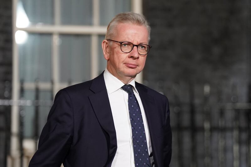 Michael Gove has been reappointed as Levelling Up, Housing and Communities Secretary in Downing Street, London after Rishi Sunak has been appointed as Prime Minister. Photograph: PA 