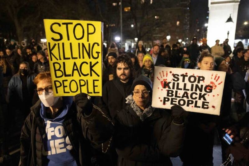 Protestors took to the streets across the US after police released video of Tyre Nichols' fatal beating and arrest in Memphis. Photograph: AP