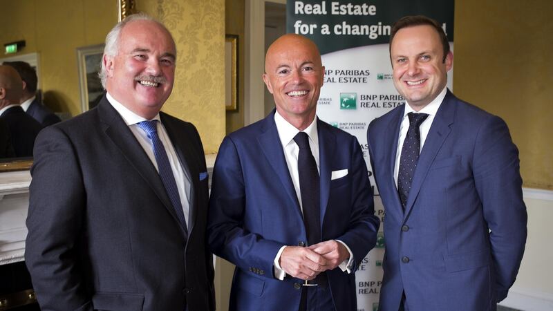 Kenneth Rouse (right) has been appointed deputy managing director of BNP Paribas Real Estate Ireland. He is pictured with managing director Patrick Curran (left) and chief executive Thierry Laroue-Pont (centre).