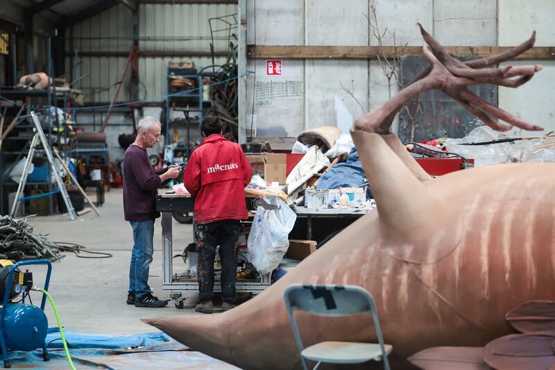 Jim Faulkner and Lisa Sweeney in Macnas's workshop. Photograph: Emilija Jefremova