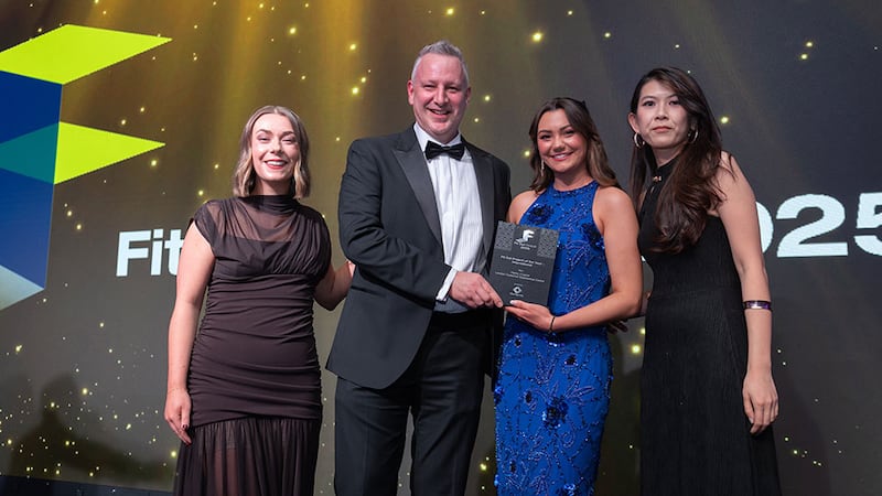 Richard Hemming, pre-construction and bid director at Structure Tone, presents the fit out project of the year - international award to Henry J Lyons team