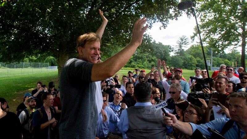 David Duke greets supporters a  white nationalist rally in in Charlottesville last weekend. Photograph: Shaban Athuman /Richmond Times-Dispatch via AP