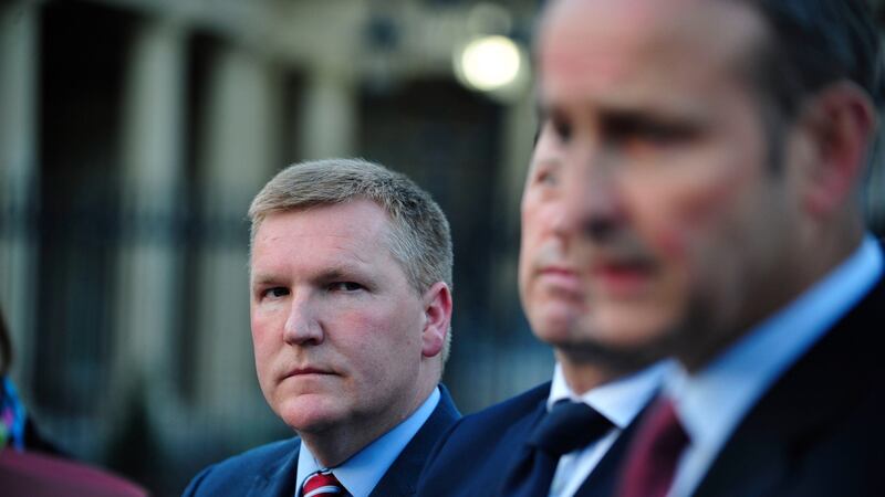 Michael McGrath and Micheál Martin: the consensus is that  a leadership race would likely be between  McGrath and justice spokesman Jim O’Callaghan. Photograph: Aidan Crawley