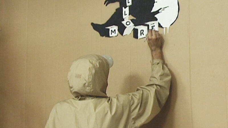 Banksy at work? Photograph: ITV News/PA