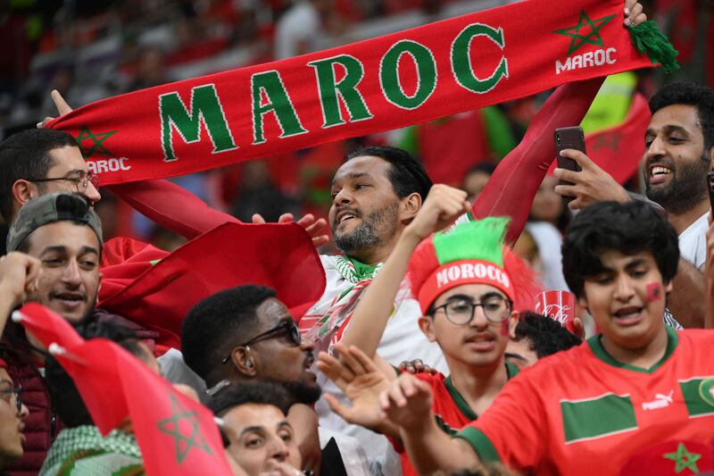 Morocco supporters take their seats ahead of the match. Photograph: Franck Fife/AFP via Getty